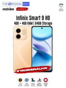 Infinix Smart 9 HD - 4GB RAM - 64GB Storage - PTA Approved - 12 Months Warranty - Gold - The Original Bro Mobiles - TOB36